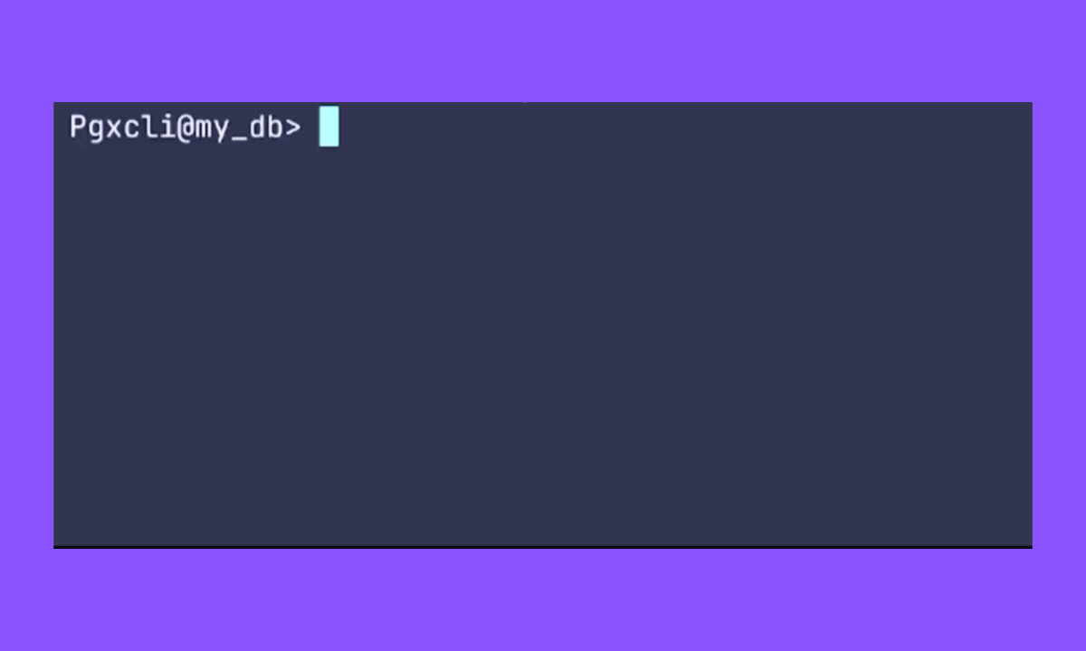 pgxcli autocompletion in action
