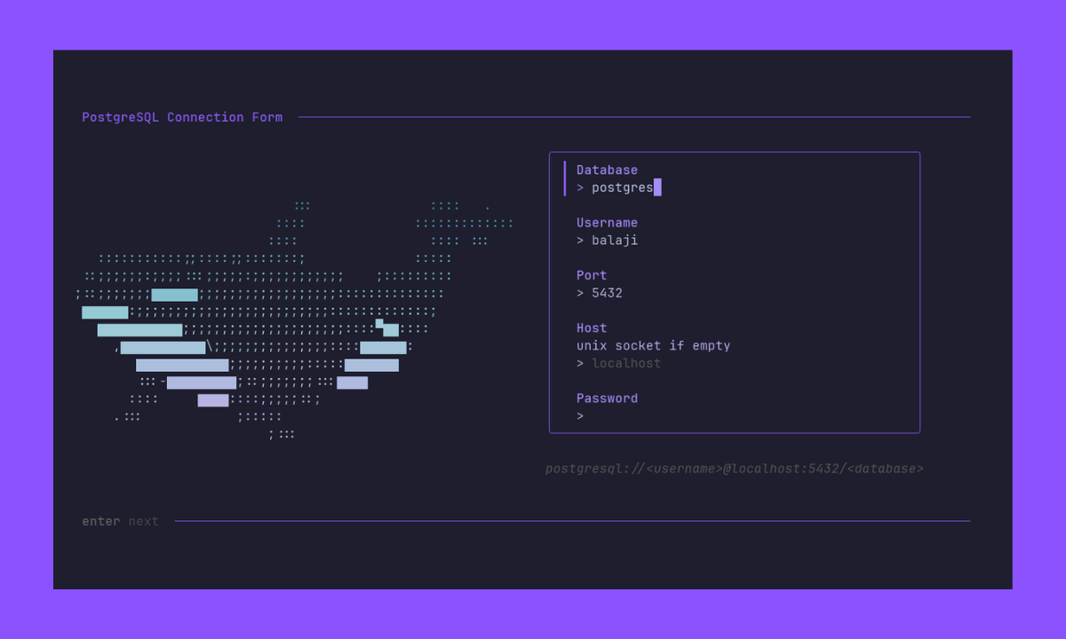 pgxcli interactive connection form